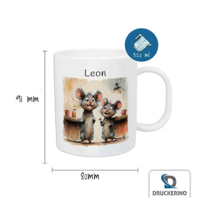 Kindertasse personalisiert | Abenteuer der kleinen Mäusefreunde - Druckerino