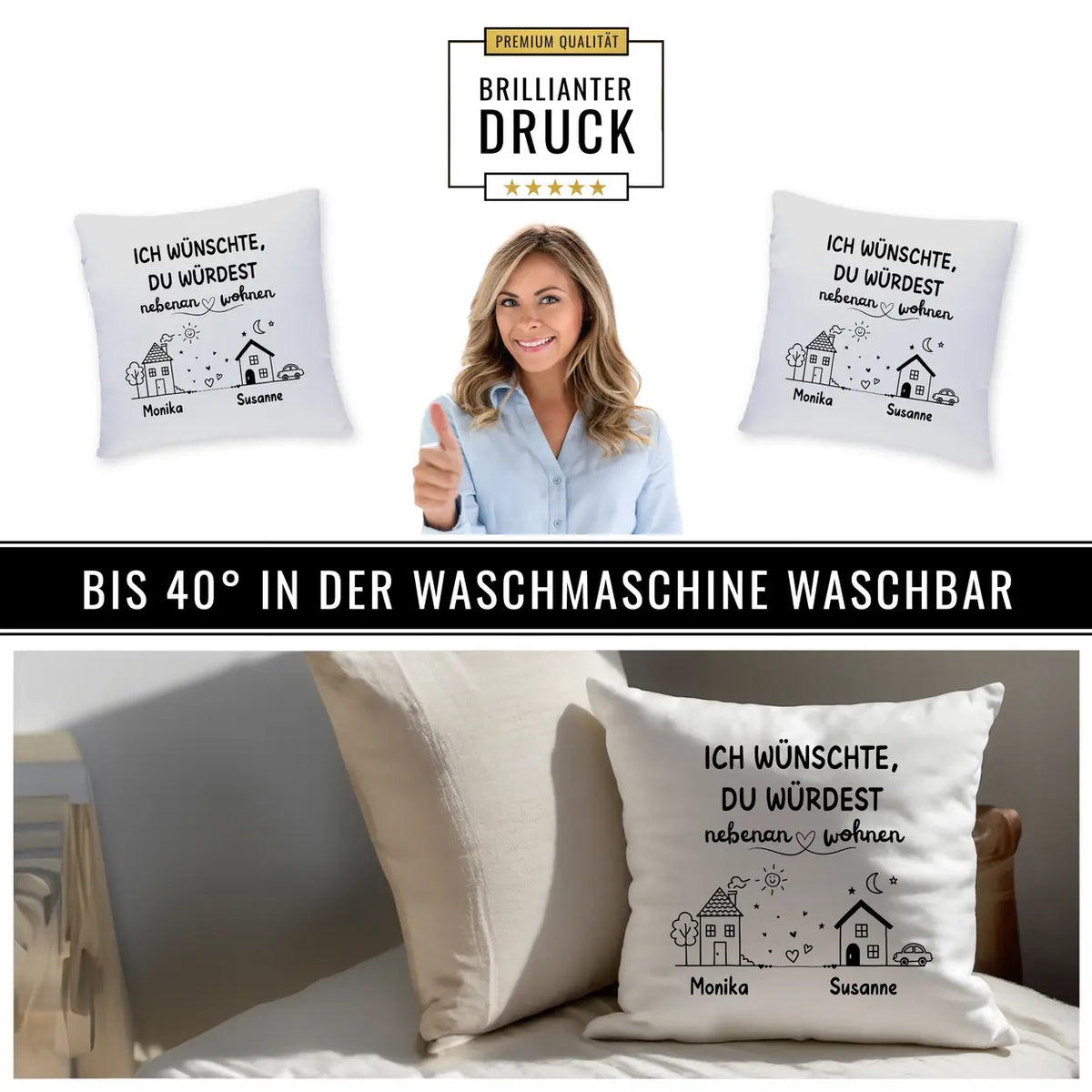Kissen Ich wünschte Du würdest nebenan wohnen geschenkidee