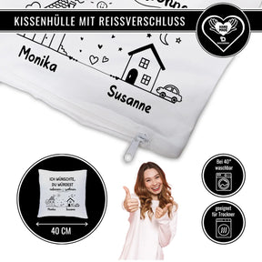 Kissen Ich wünschte Du würdest nebenan wohnen mit Reißverschluss