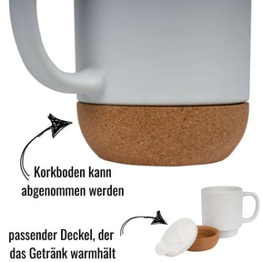 Tasse mit Kork Sockel und Deckel