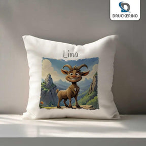 Kuschelkissen Kinder | Abenteuer Ziege 40x40 cm - Druckerino