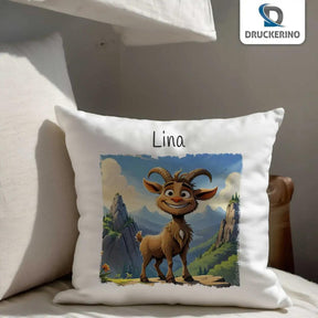 Kuschelkissen Kinder | Abenteuer Ziege 40x40 cm - Druckerino