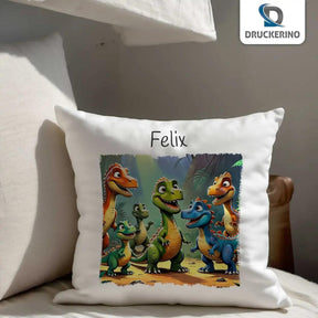 Kuschelkissen Kinder | Dino-Abenteuer 40x40 cm - Druckerino