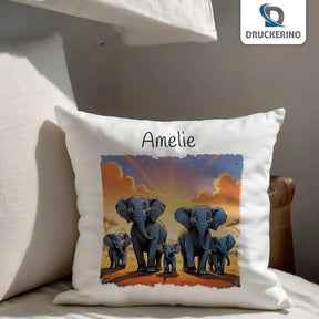 Kuschelkissen Kinder | Elefantenfreunde 40x40 cm - Druckerino