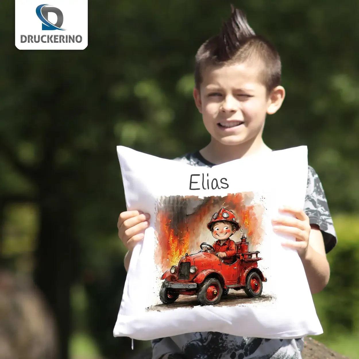 Kuschelkissen Kinder | Feuerwehrheld 40x40 cm - Druckerino