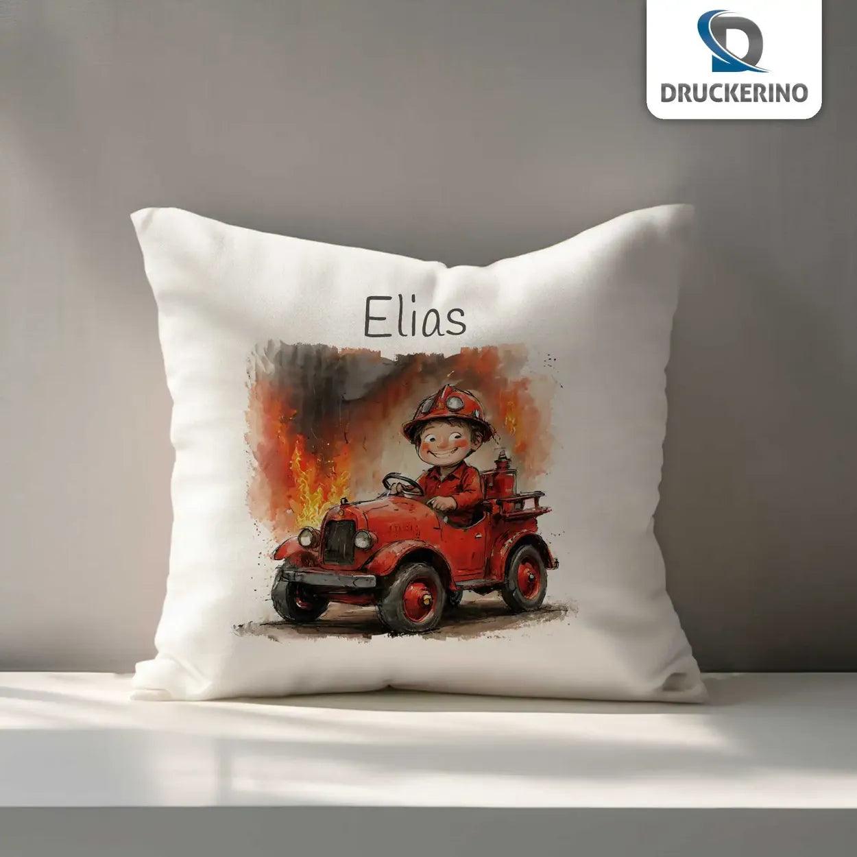 Kuschelkissen Kinder | Feuerwehrheld 40x40 cm - Druckerino
