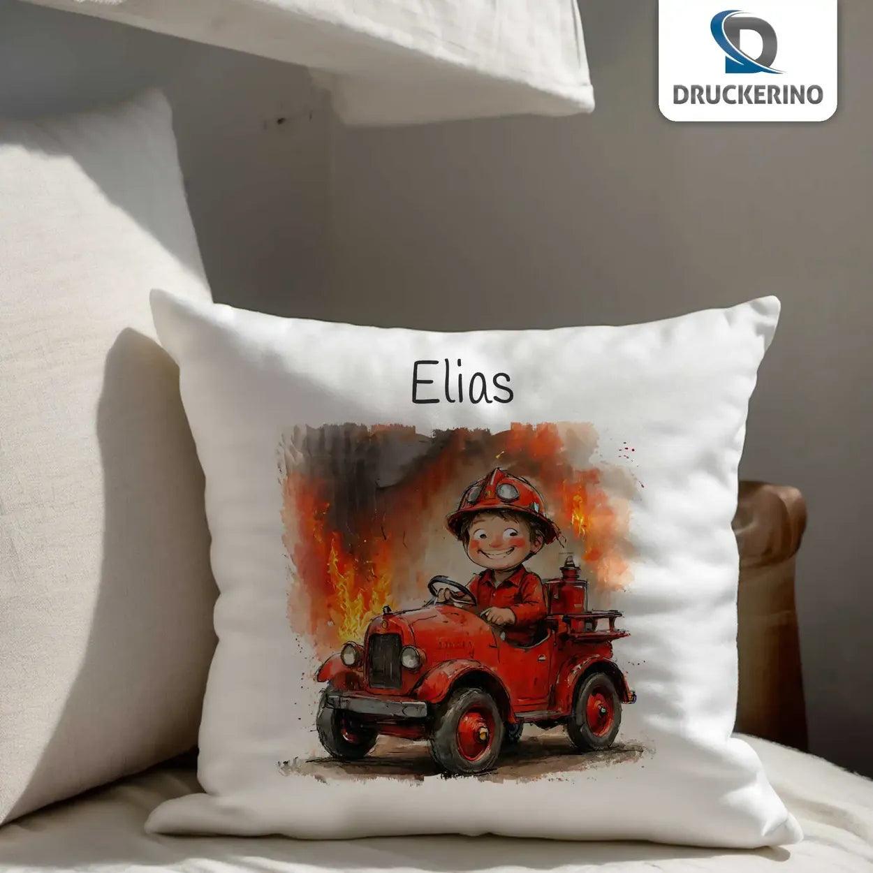 Kuschelkissen Kinder | Feuerwehrheld 40x40 cm - Druckerino