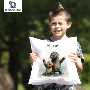 Kuschelkissen Kinder | Otter Freunde 40x40 cm - Druckerino