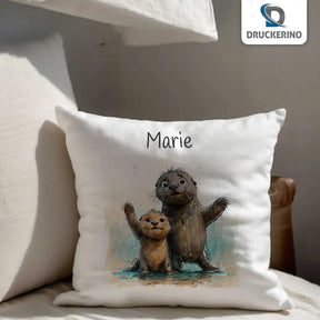 Kuschelkissen Kinder | Otter Freunde 40x40 cm - Druckerino