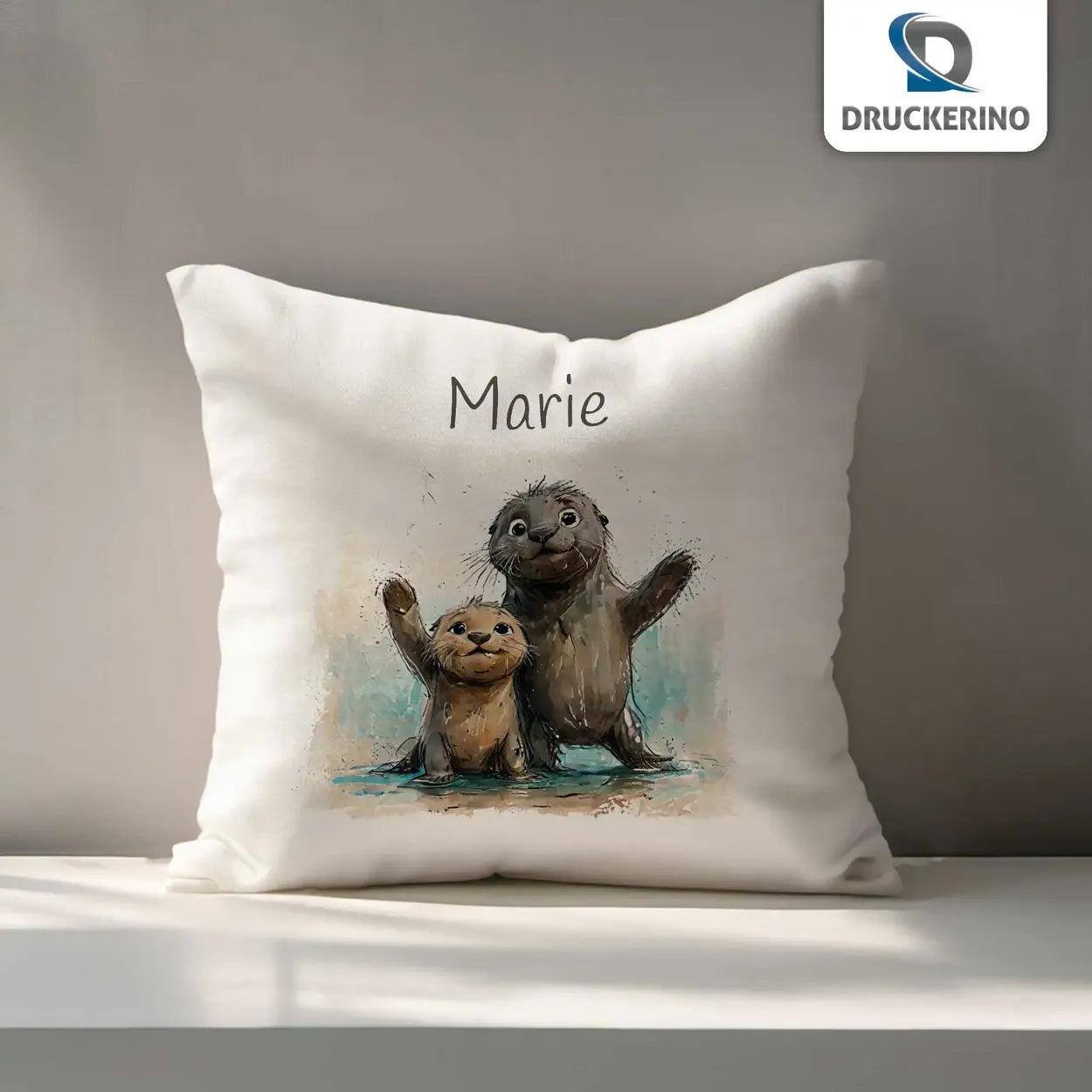 Kuschelkissen Kinder | Otter Freunde 40x40 cm - Druckerino