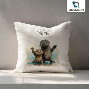 Kuschelkissen Kinder | Otter Freunde 40x40 cm - Druckerino