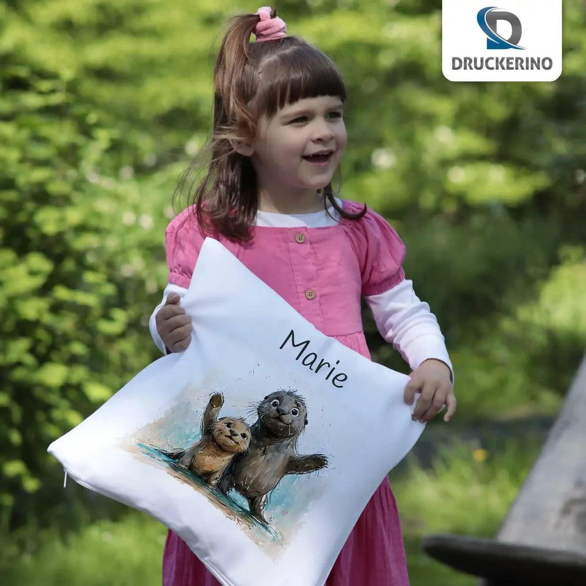 Kuschelkissen Kinder | Otter Freunde 40x40 cm - Druckerino