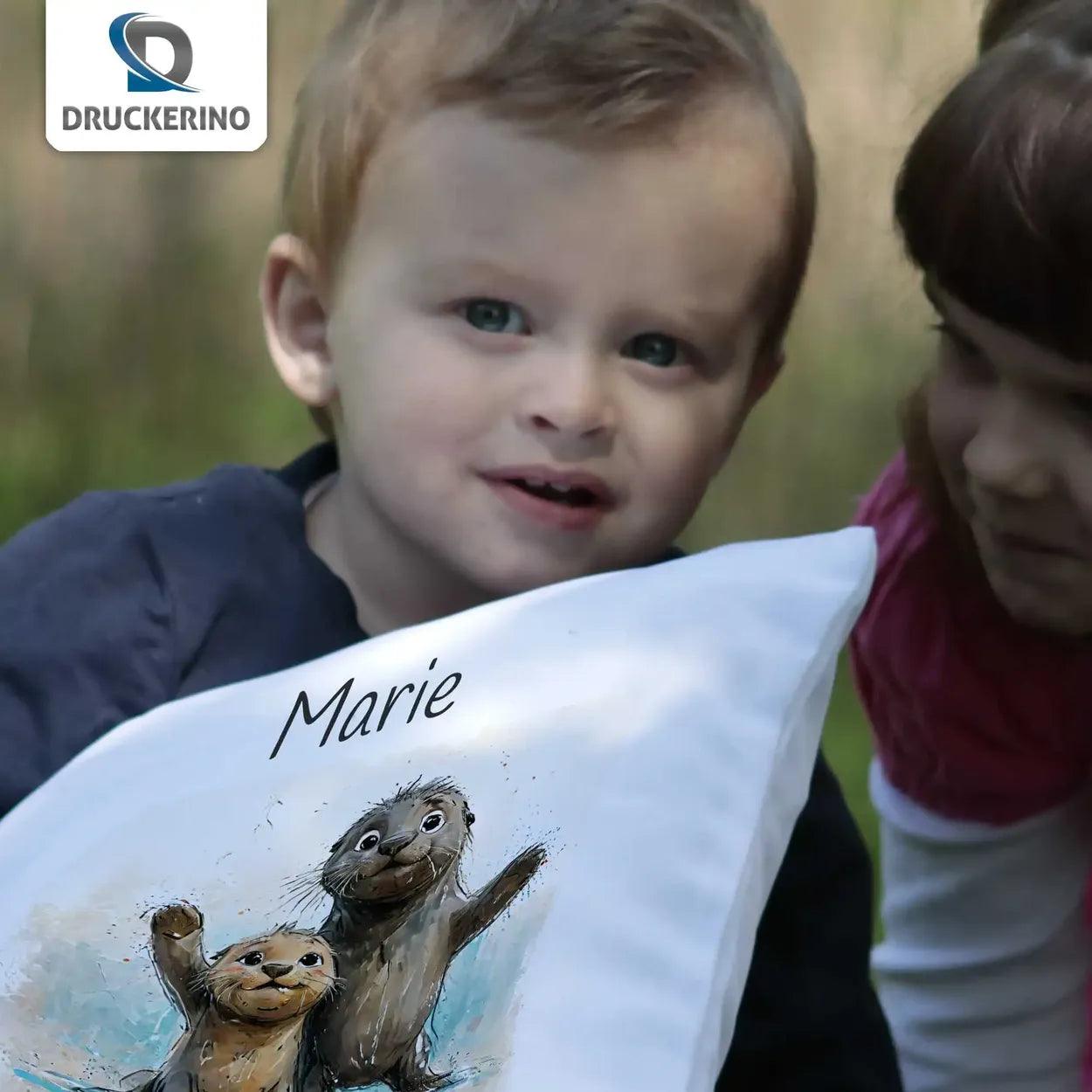 Kuschelkissen Kinder | Otter Freunde 40x40 cm - Druckerino