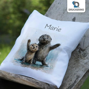 Kuschelkissen Kinder | Otter Freunde 40x40 cm - Druckerino