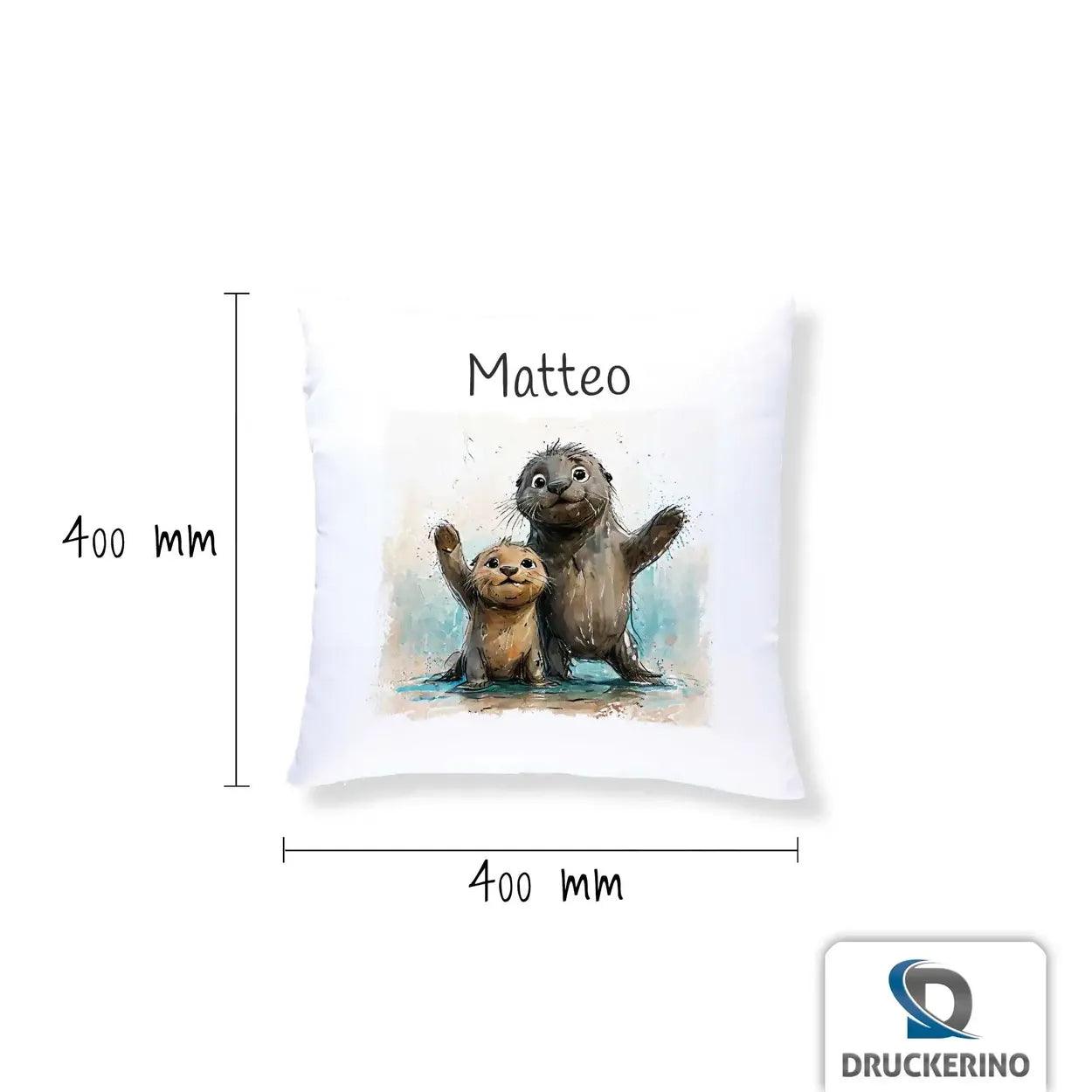 Kuschelkissen Kinder | Otter Freunde 40x40 cm - Druckerino