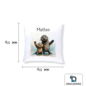 Kuschelkissen Kinder | Otter Freunde 40x40 cm - Druckerino