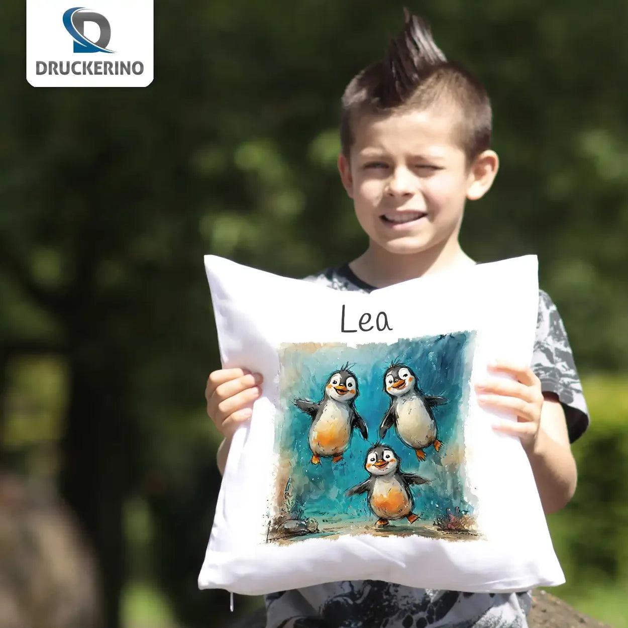 Kuschelkissen Kinder | Pinguin-Freunde 40x40 cm - Druckerino