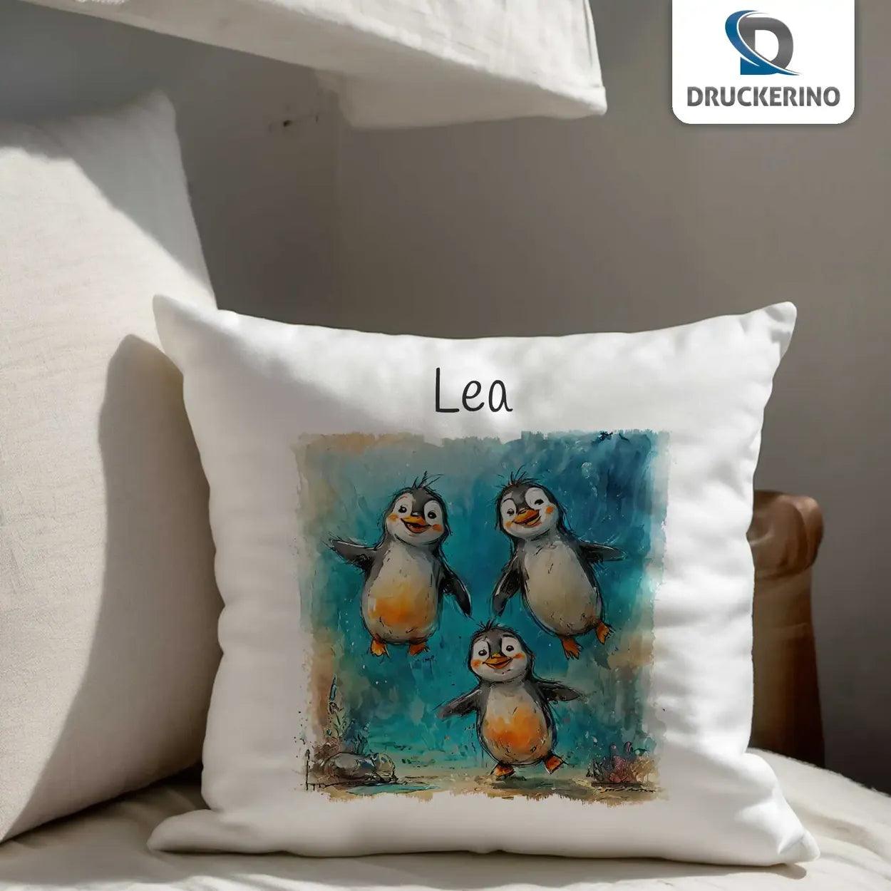 Kuschelkissen Kinder | Pinguin-Freunde 40x40 cm - Druckerino