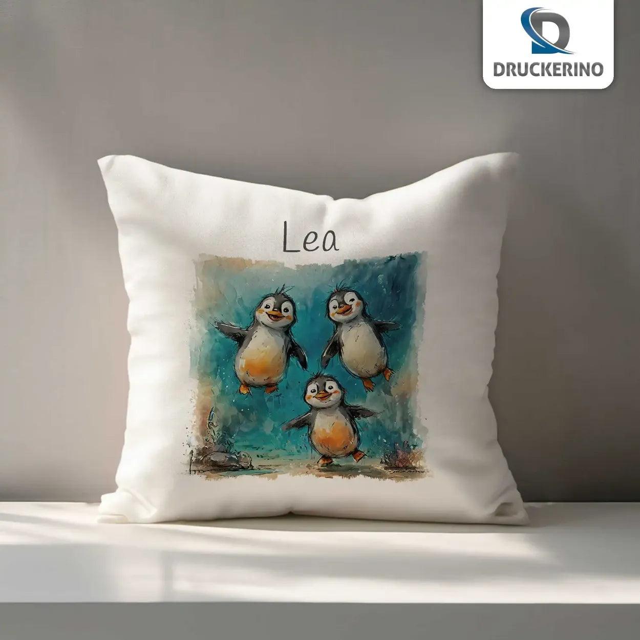 Kuschelkissen Kinder | Pinguin-Freunde 40x40 cm - Druckerino