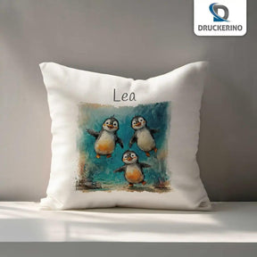 Kuschelkissen Kinder | Pinguin-Freunde 40x40 cm - Druckerino