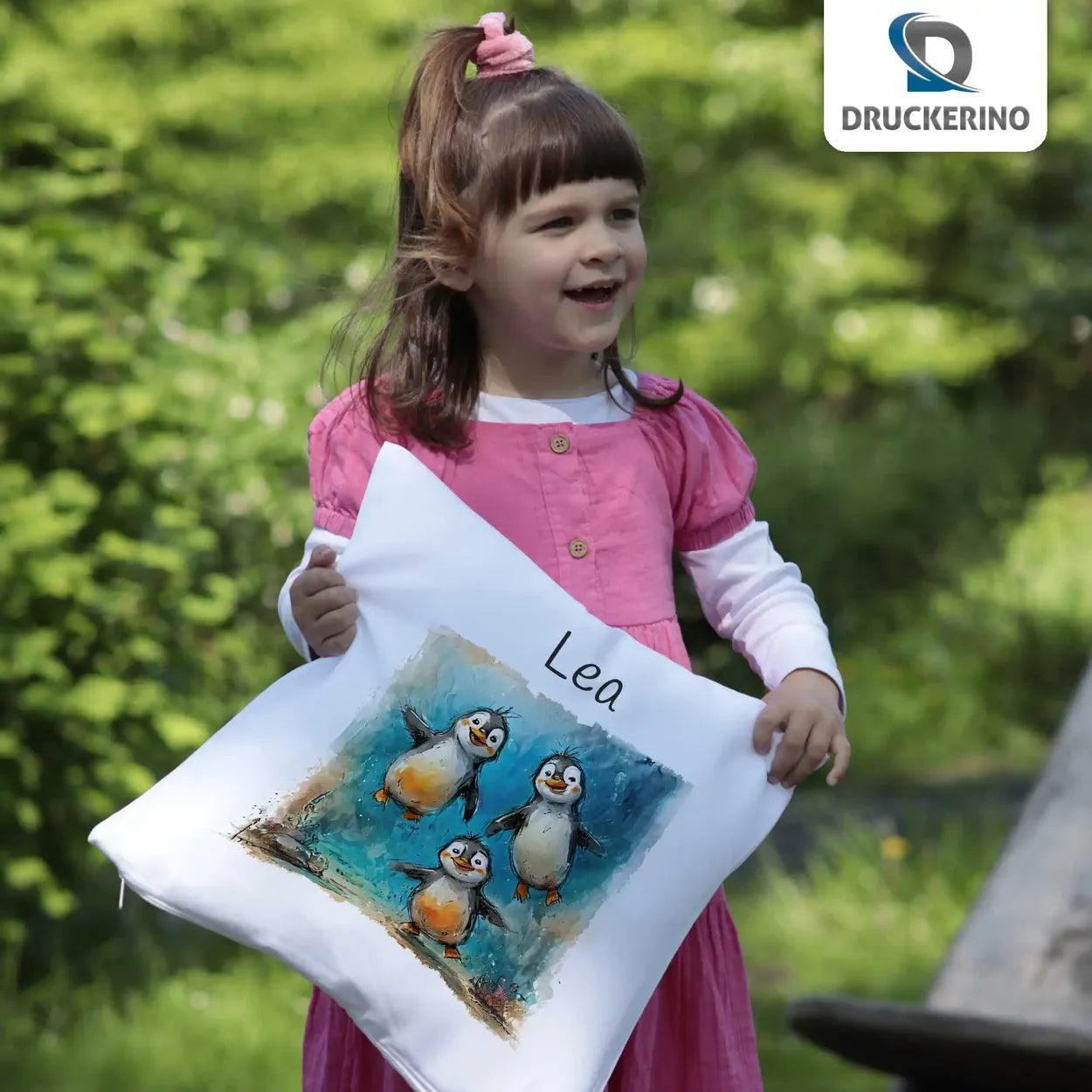 Kuschelkissen Kinder | Pinguin-Freunde 40x40 cm - Druckerino