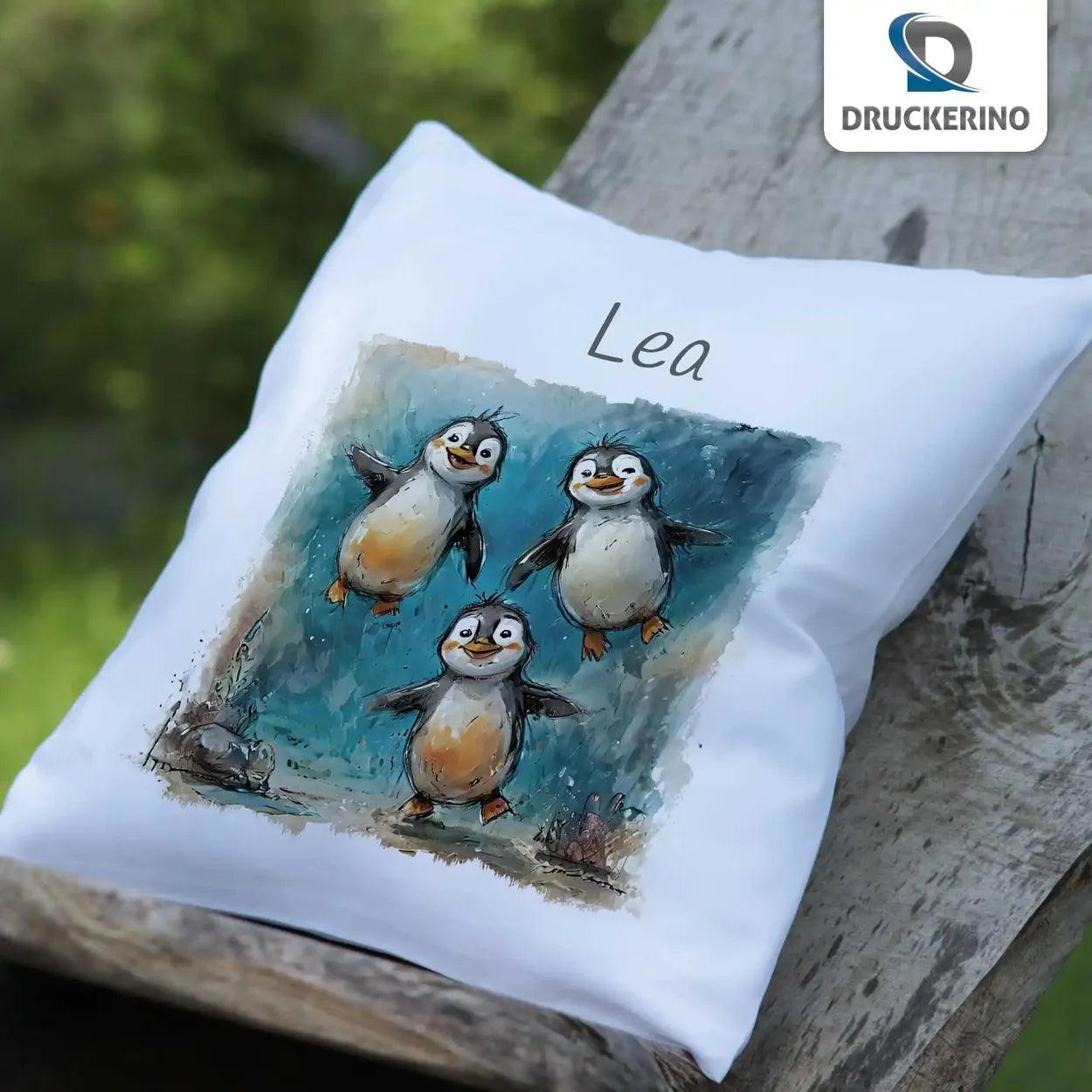 Kuschelkissen Kinder | Pinguin-Freunde 40x40 cm - Druckerino