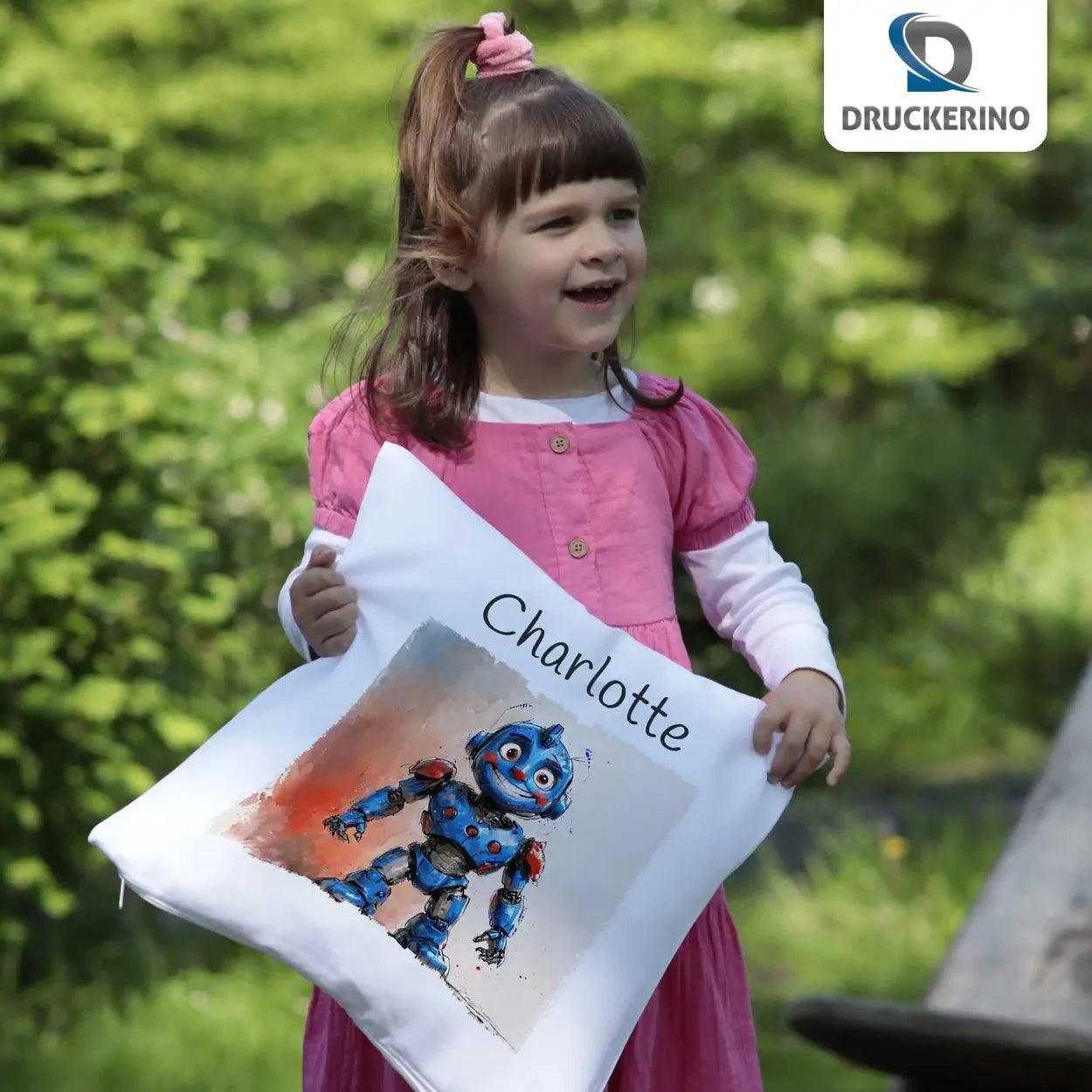 Kuschelkissen Kinder | Roboterfreund 40x40 cm - Druckerino
