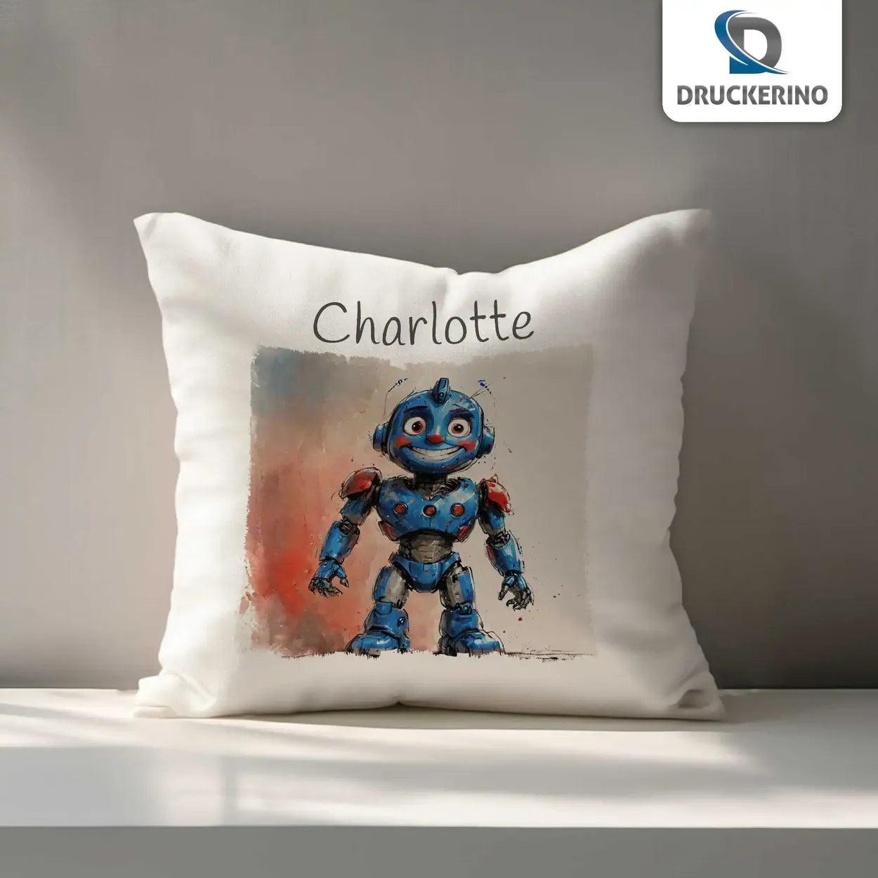 Kuschelkissen Kinder | Roboterfreund 40x40 cm - Druckerino