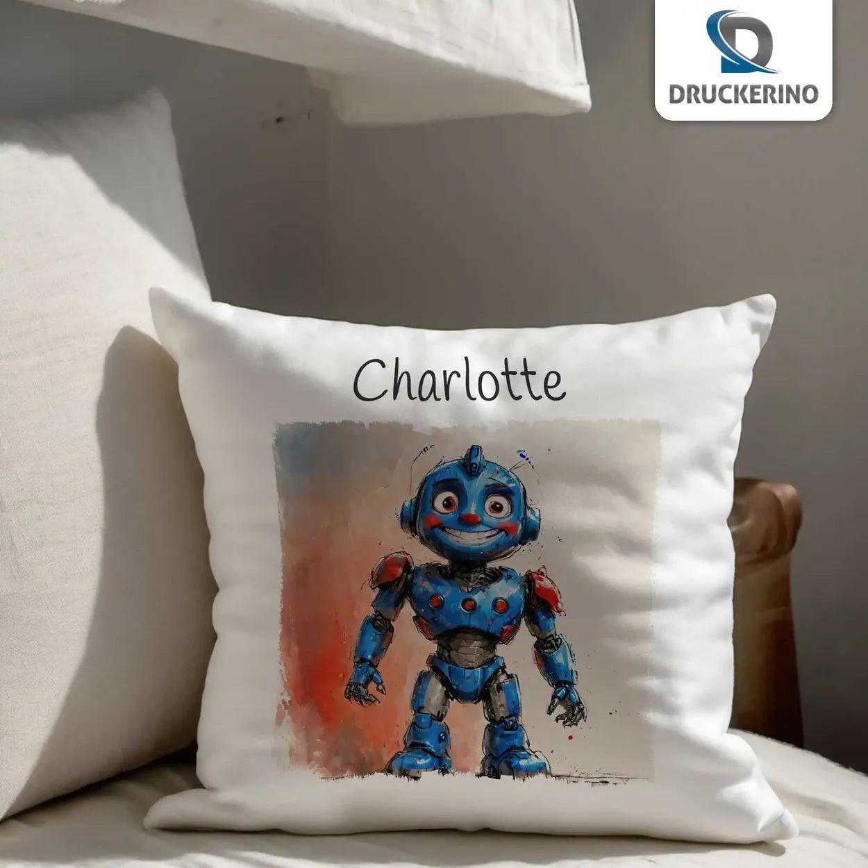 Kuschelkissen Kinder | Roboterfreund 40x40 cm - Druckerino