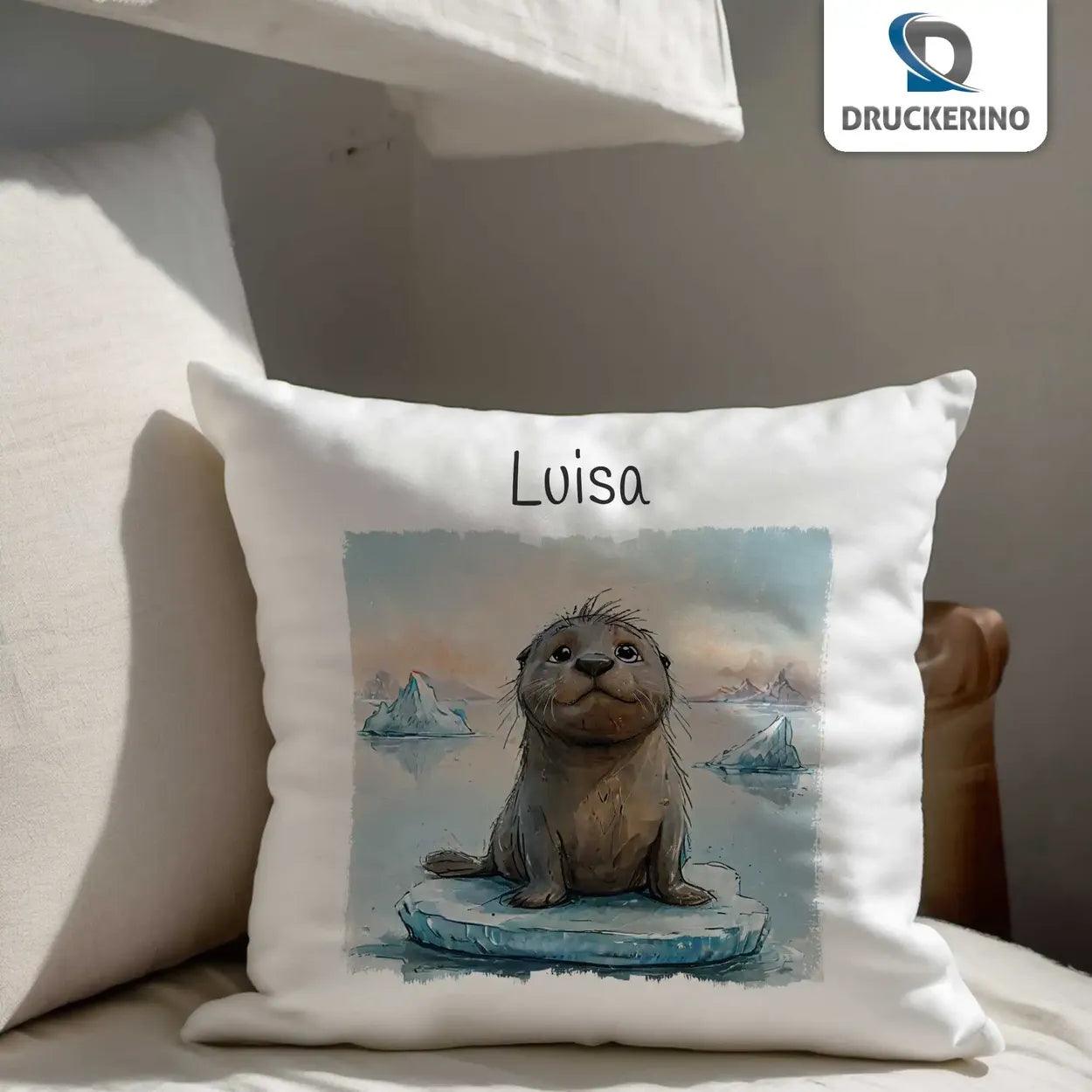 Kuschelkissen Kinder | Seehund 40x40 cm - Druckerino