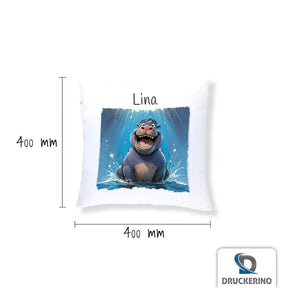 Kuschelkissen Kinder | Traumhippo 40x40 cm - Druckerino