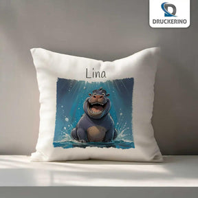Kuschelkissen Kinder | Traumhippo 40x40 cm - Druckerino