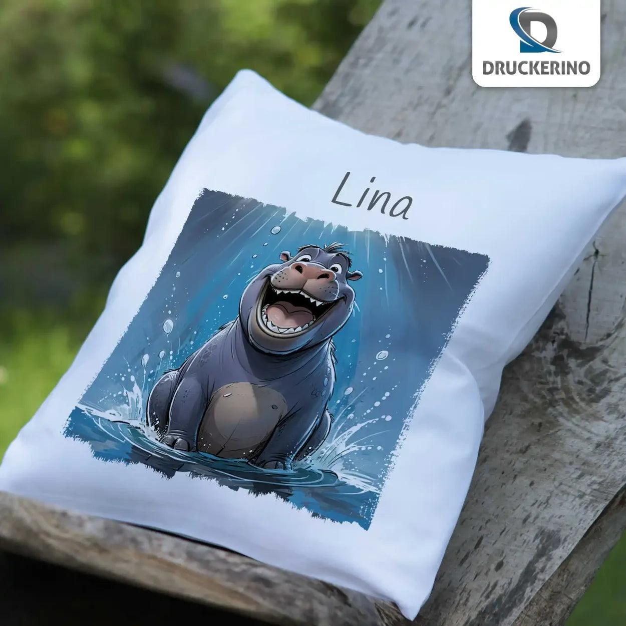 Kuschelkissen Kinder | Traumhippo 40x40 cm - Druckerino