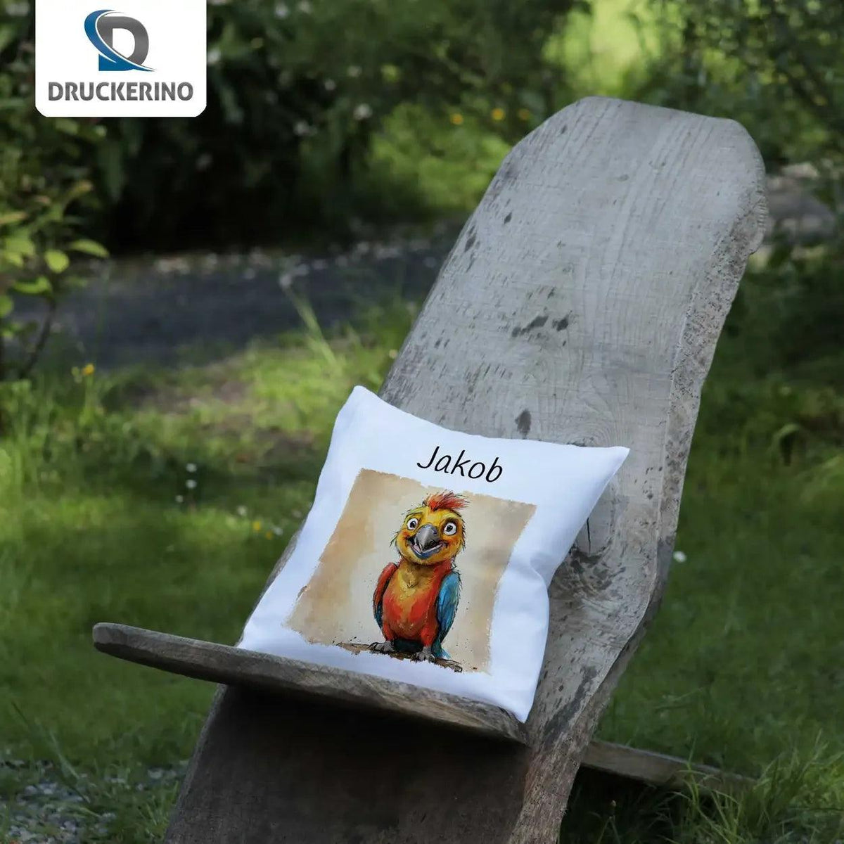 Kuschelkissen Kinder | Traumparadies Papagei 40x40 cm - Druckerino