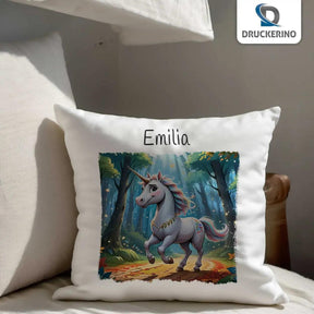 Kuschelkissen Kinder | Traumwald-Einhorn 40x40 cm - Druckerino