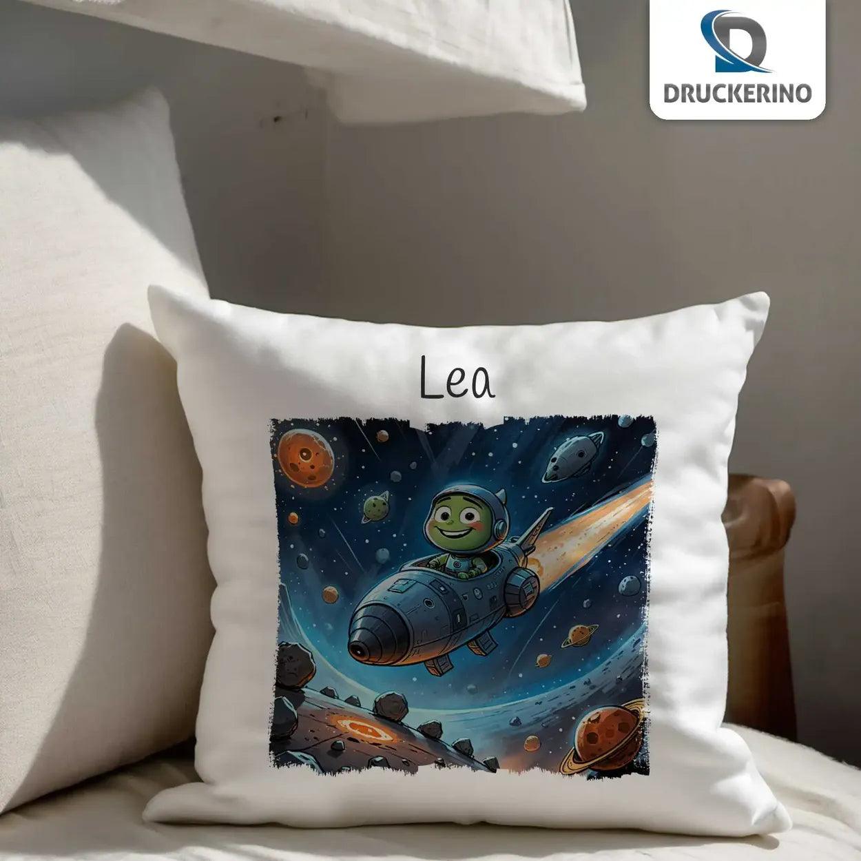 Kuschelkissen Kinder | Weltraumabenteurer 40x40 cm - Druckerino