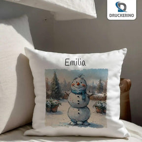 Kuschelkissen Kinder | Winterfreund Schneemann 40x40 cm - Druckerino