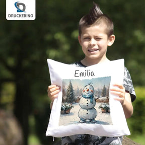 Kuschelkissen Kinder | Winterfreund Schneemann 40x40 cm - Druckerino