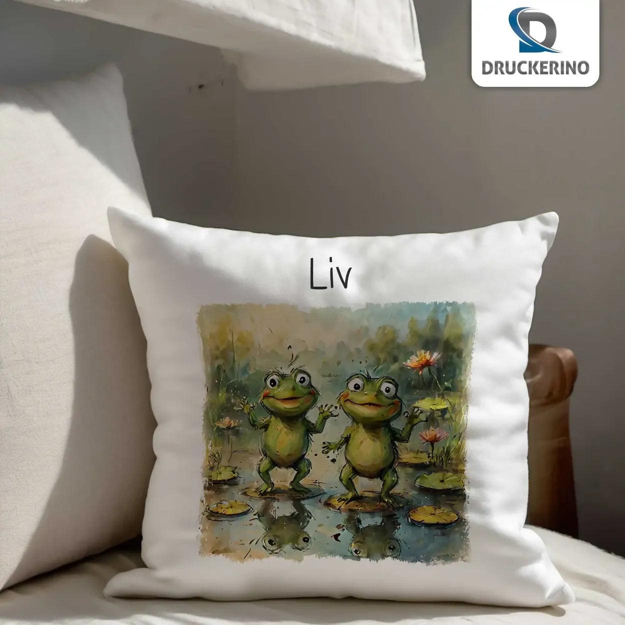 Kuschelkissen Kinder| Froschfreunde-Zauber 40x40 cm - Druckerino