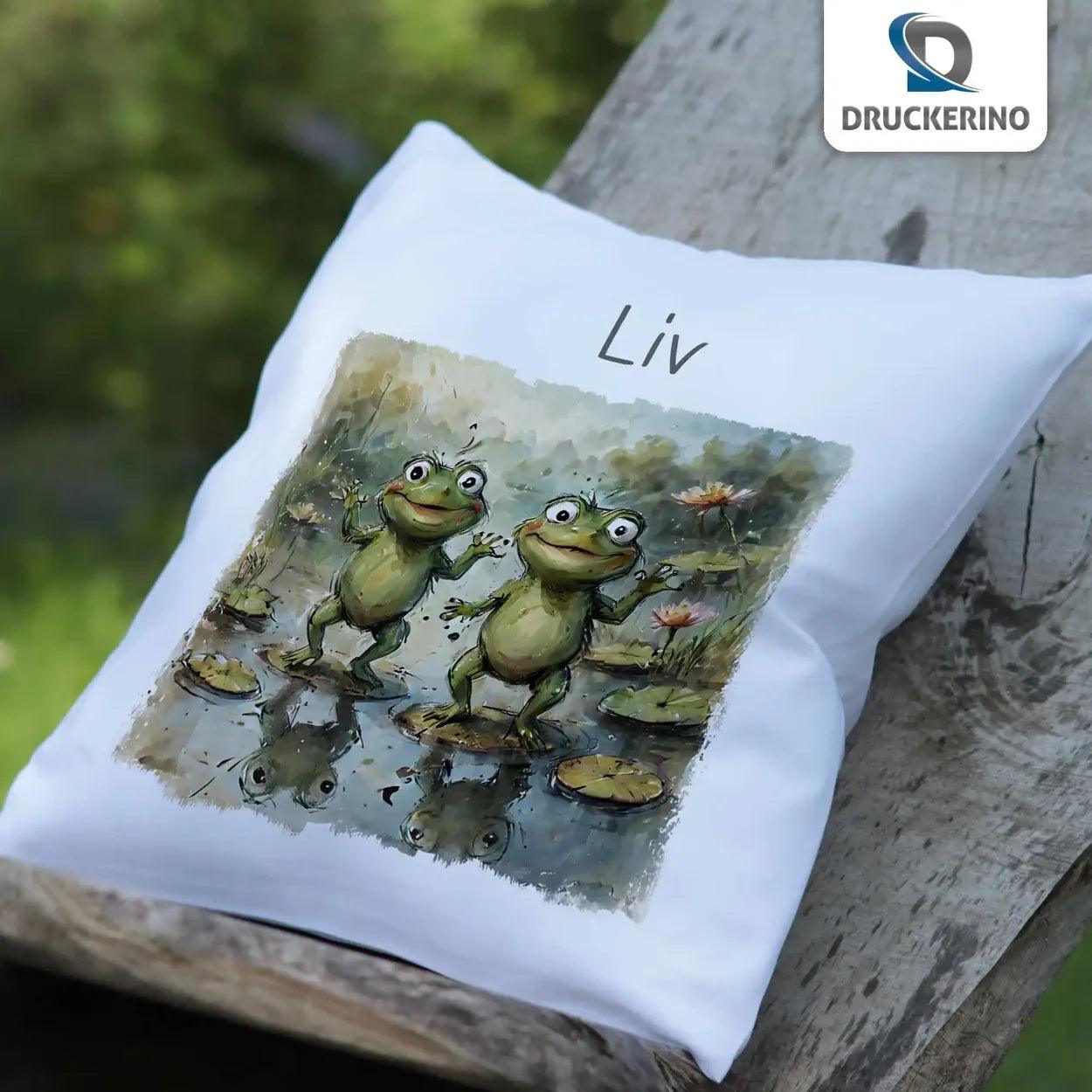 Kuschelkissen Kinder| Froschfreunde-Zauber 40x40 cm - Druckerino