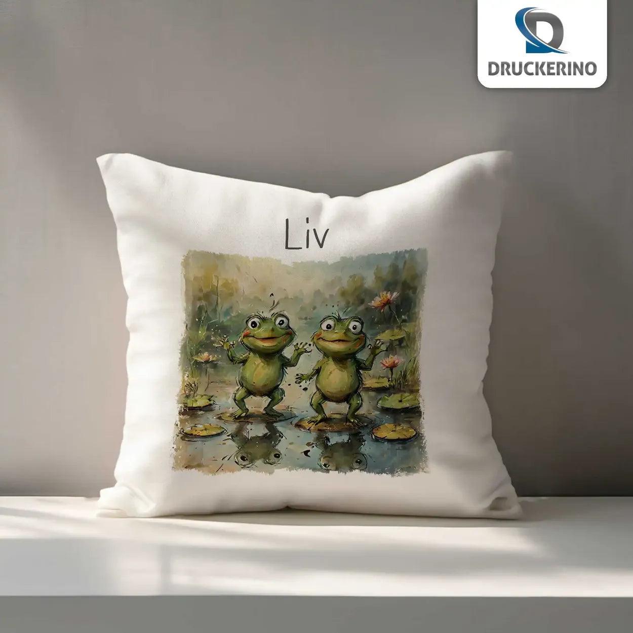 Kuschelkissen Kinder| Froschfreunde-Zauber 40x40 cm - Druckerino