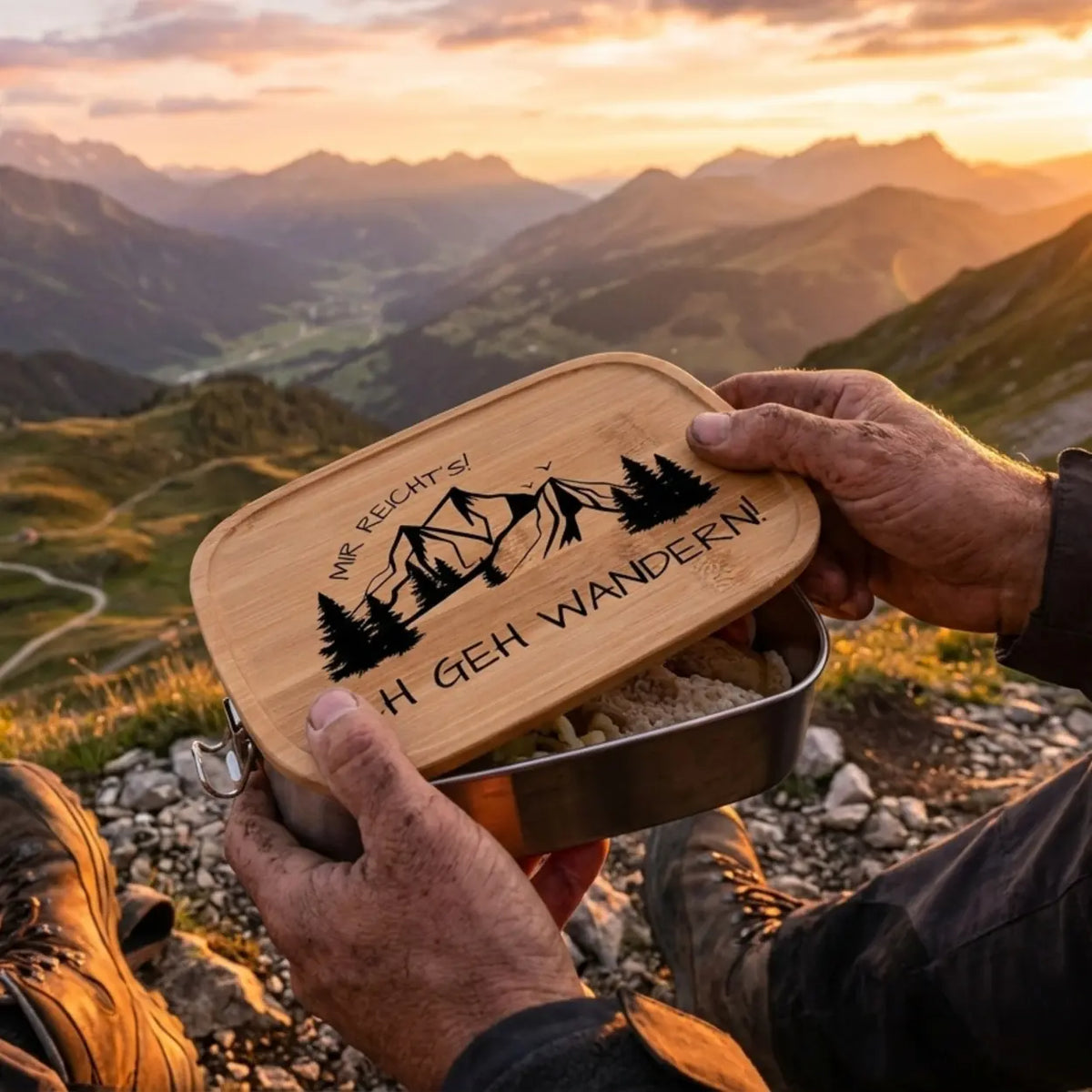 Brotdose Edelstahl Mir reichts ich geh wandern