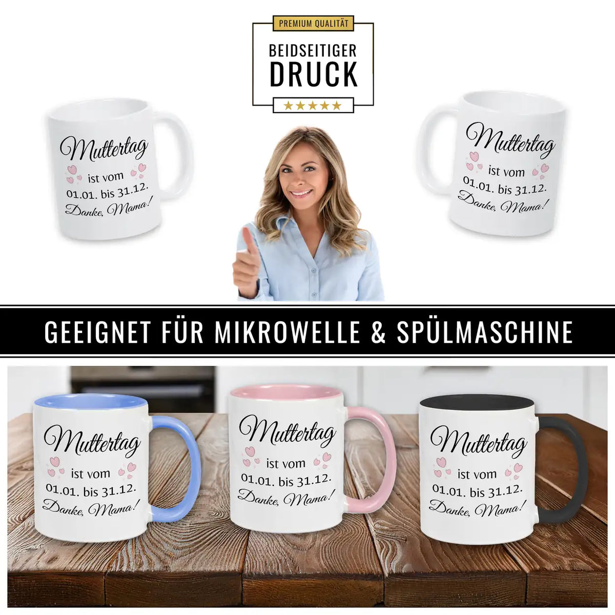 Tasse Muttertag ist vom 1.1. bis 31.12. - Druckerino