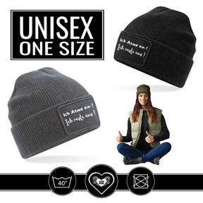 Mütze Beanie | Ich atme ein | Ich raste aus - Druckerino
