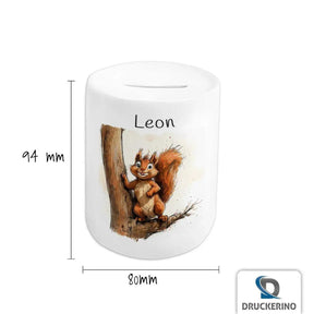 Personalisierte Spardose Eichhörnchen - Druckerino