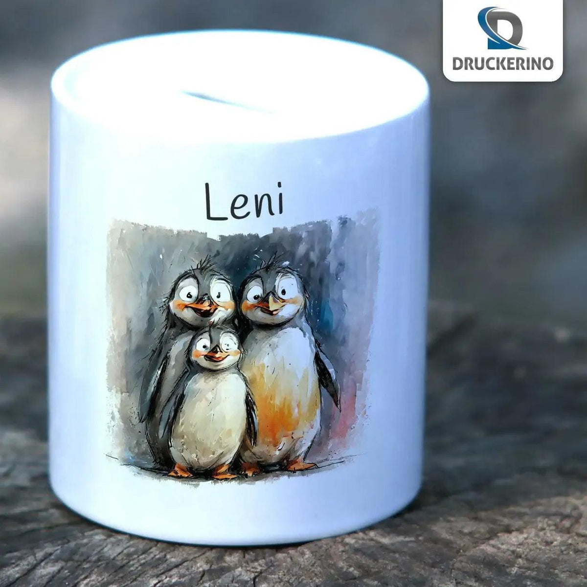 Personalisierte Spardose Pinguin-Freunde - Druckerino