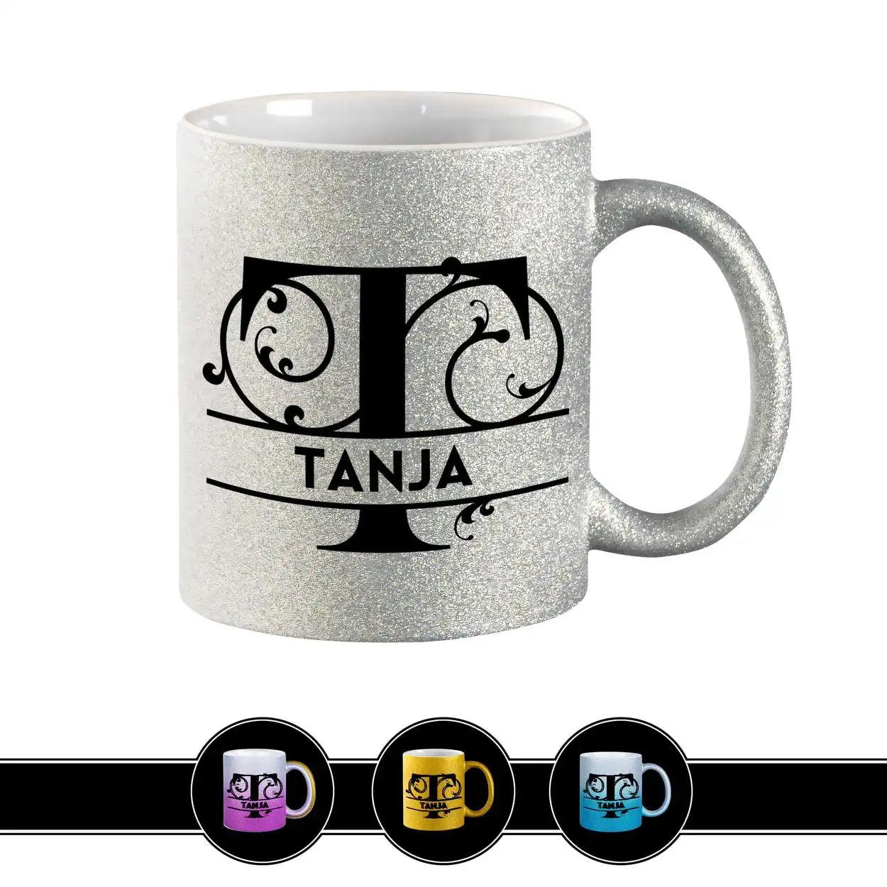 Personalisierte Tasse mit Namen | Buchstabe T - Druckerino