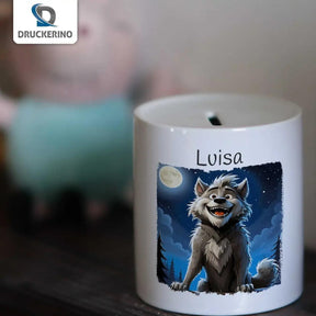 Spardose Kinder Mondlicht Wolf - Druckerino