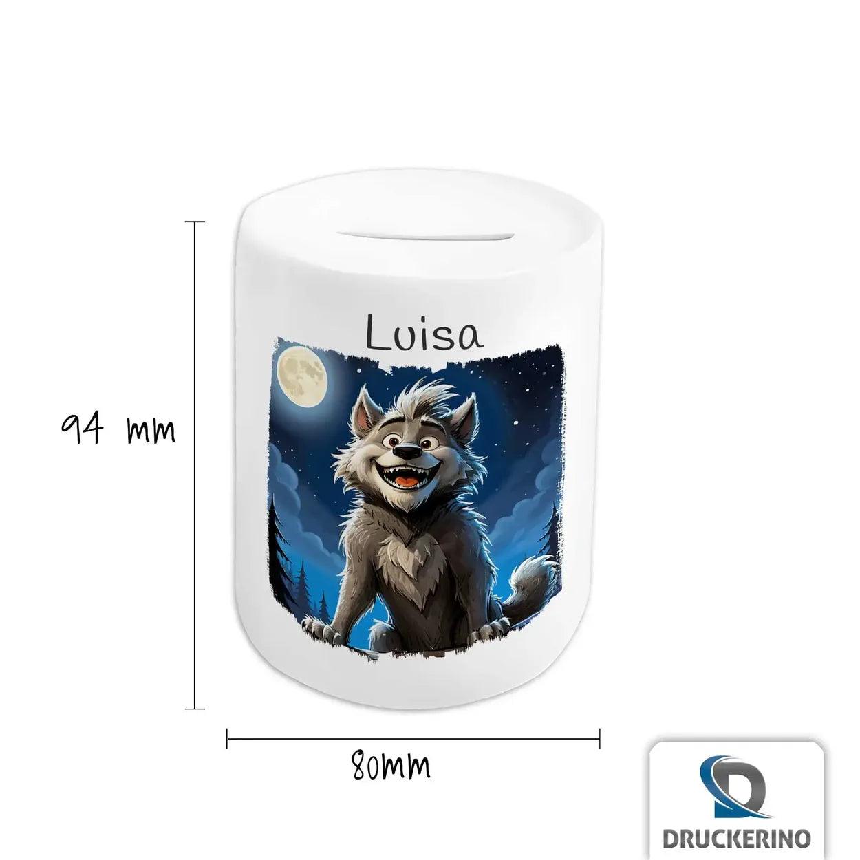 Spardose Kinder Mondlicht Wolf - Druckerino