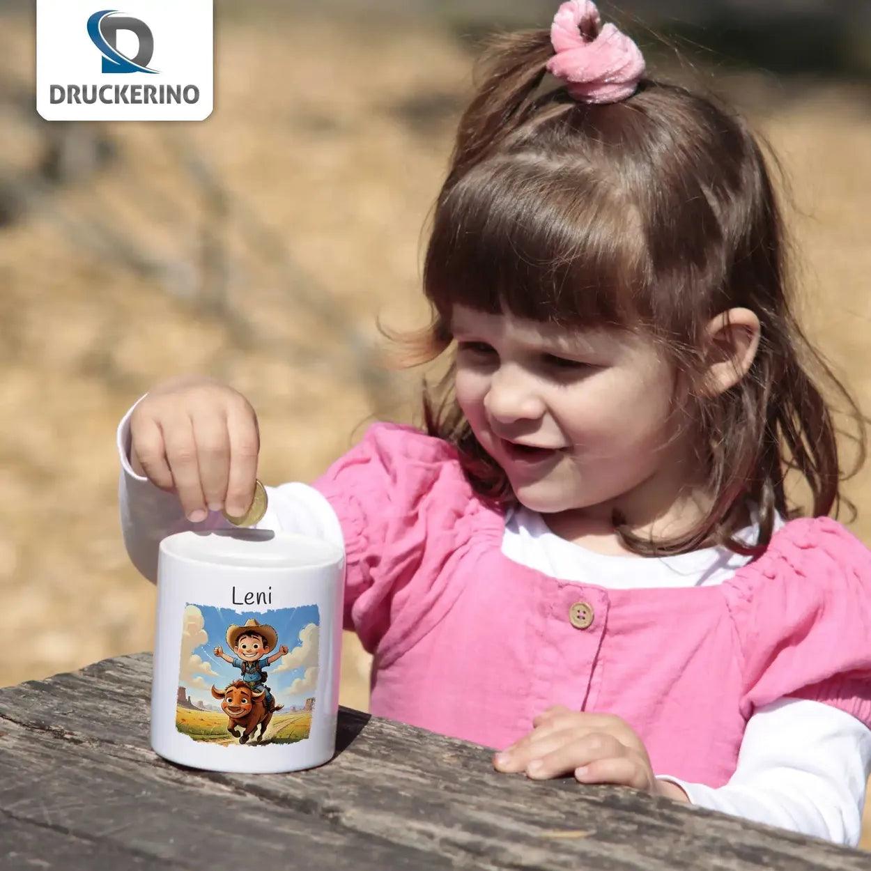 Spardose Kinder Wildwest-Abenteuer - Druckerino